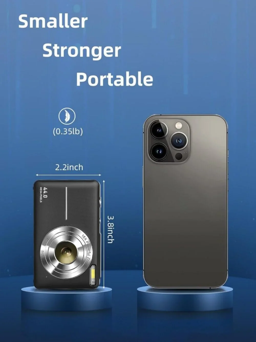 FHD 1080P Digital Point & Shoot Camera, 16X Zoom, Compact, Anti-Shake, 32GB Card